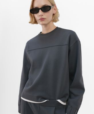 MANGO - Women's Ruched Sleeve Sweatshirt