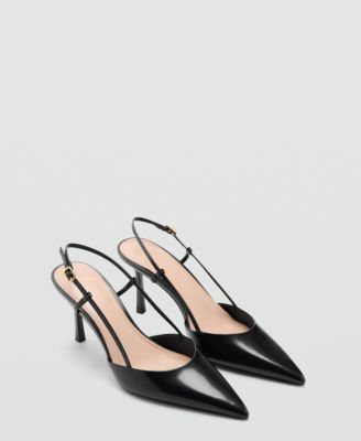 MANGO - Women's Pointed-Toe Leather Heeled Shoes