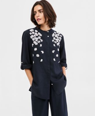 Nautica - Women's Puff-Print Button-Front Shirt