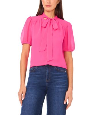CeCe - Women's Short-Sleeve Bow Tie Top