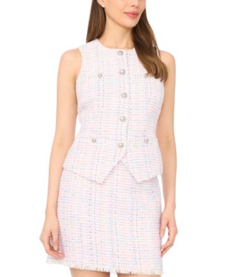 CeCe - Women's Sleeveless Crewneck Split Hem Vest