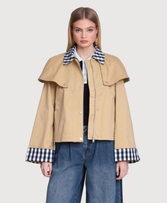 Avec Les Filles - Women's Short Trench Cape Collared Jacket