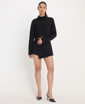 Good American - Women's Collared Cropped Jacket, Regular & Plus Size