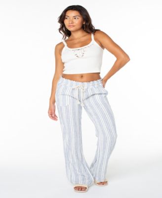 Roxy - Juniors' Oceanside Striped Wide-Leg Beach Pants