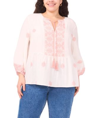 Vince Camuto - Plus Size Neck Tie Peasant Blouse