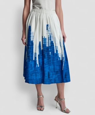 DKNY - Women's Printed Abstract Pull-On Midi Skirt