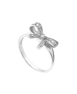 Macy's - Cubic Zirconia Pave Bow Ring (Also Available in Gold-Tone)