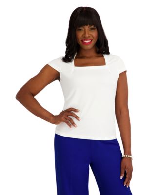 Kasper - Women's Square Neck Short-Sleeve Top