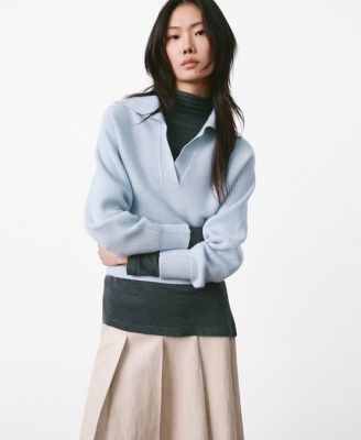 MANGO - Women's V-Neck Knit Sweater