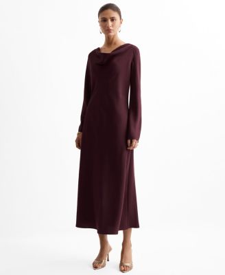 MANGO - Women's Draped Neck Dress