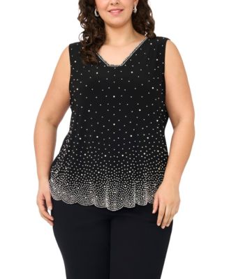 MSK - Plus Size Sleeveless Embellished Blouse