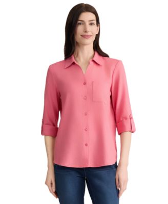 Jones New York - Petite Y-Neck Button-Front Tunic