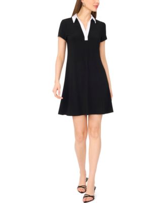 MSK - Petite Spread-Collar Short-Sleeve Shift Dress