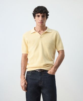 MANGO - Men's Cotton Knitted Structure Polo Shirt