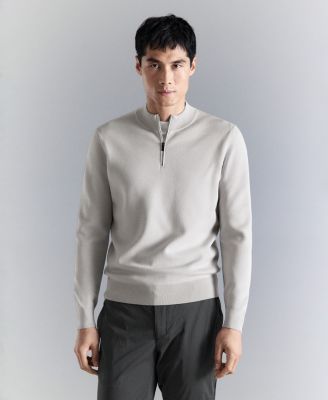 MANGO - Men's Comfort Stretch Zip-Up Sweater