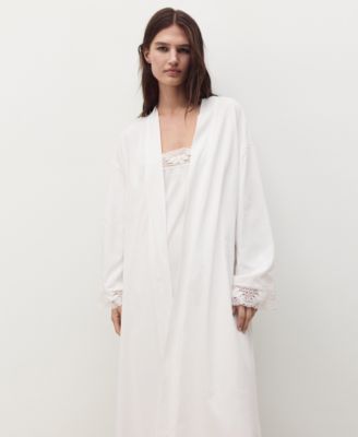 MANGO - Women's Lace Cotton Robe