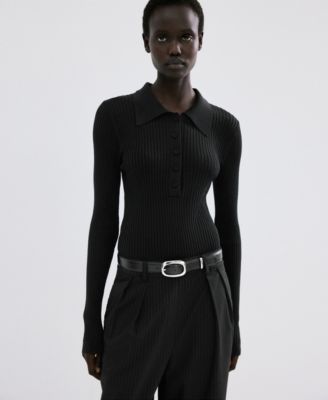 MANGO - Women's Contrast-Bodice Long Jumpsuit