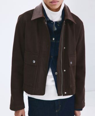 MANGO - Women's Contrasting Collar Denim Barn Jacket