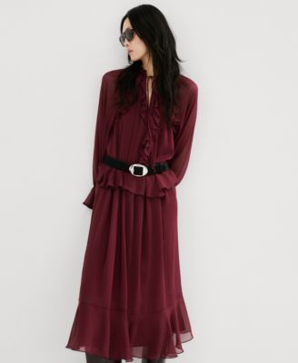 MANGO - Women's Long Ruffled Dress