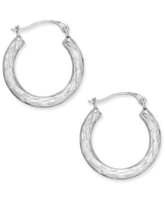 Macy's - Patterned Hoop Earrings in 10k White Gold