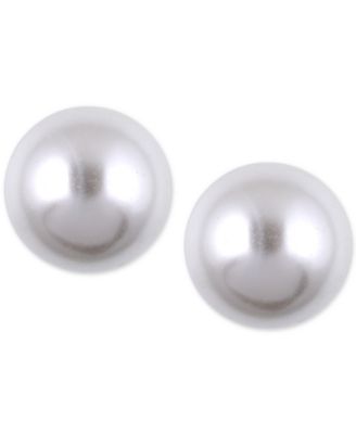 Anne Klein - Silver-Tone Imitation Pearl Stud Earrings