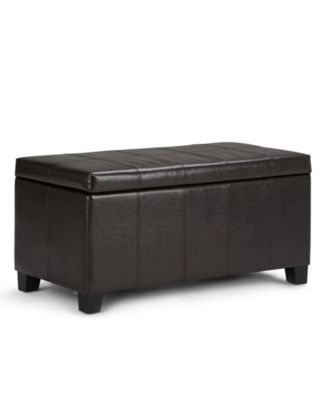 Simpli Home - Fabric Leather Rectangular Storage Ottoman, Direct Ship