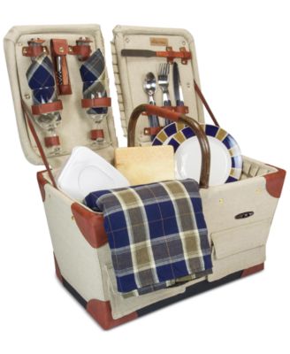Pioneer Plaid-Accented Tan Picnic Basket image
