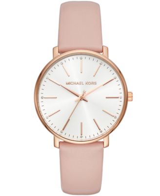 Michael Kors - Women's Pyper Blush Leather Strap Watch 38mm
