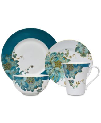 222 Fifth - Eliza Teal 16-Pc. Dinnerware Set, Service for 4