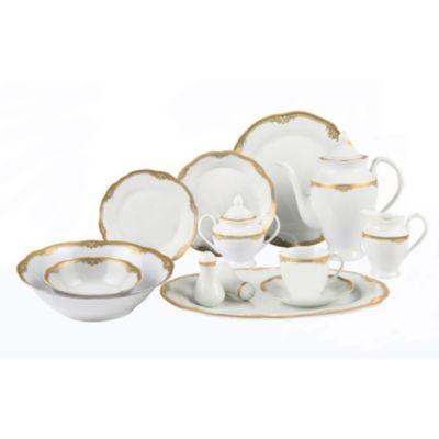 Lorren Home Trends - Catherine 57-Pc. Dinnerware Set, Service for 8 & Serving Pieces